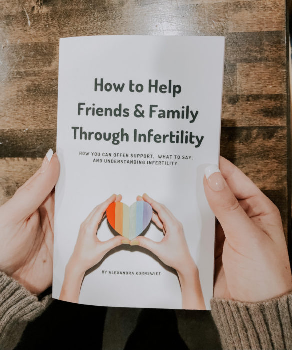 Alex Kornswiet with the book that helped her named "how to help friends and family through infertility"
